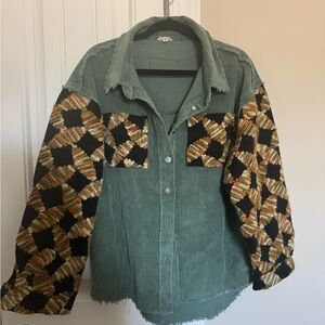 Pol Green Corduroy Utility Jacket